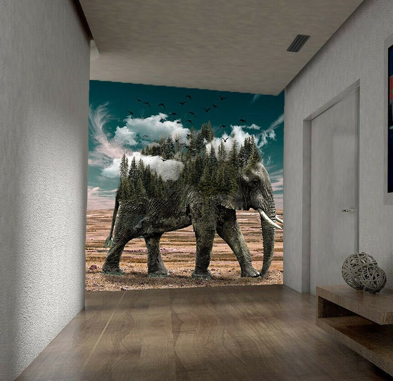 Elephant forest Wallpaper mural vinyl material to 