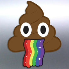 Load image into Gallery viewer, Emoji poo sticker throwing up poop rainbow funny v
