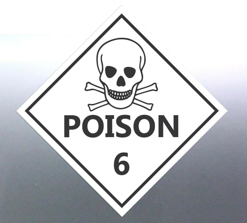 220 mm Poison number 6 Sticker vinyl cut HAZMAT label