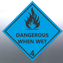 Load image into Gallery viewer, 100 at 22cm DANGEROUS WHEN WET 4 Decal Safety Mate
