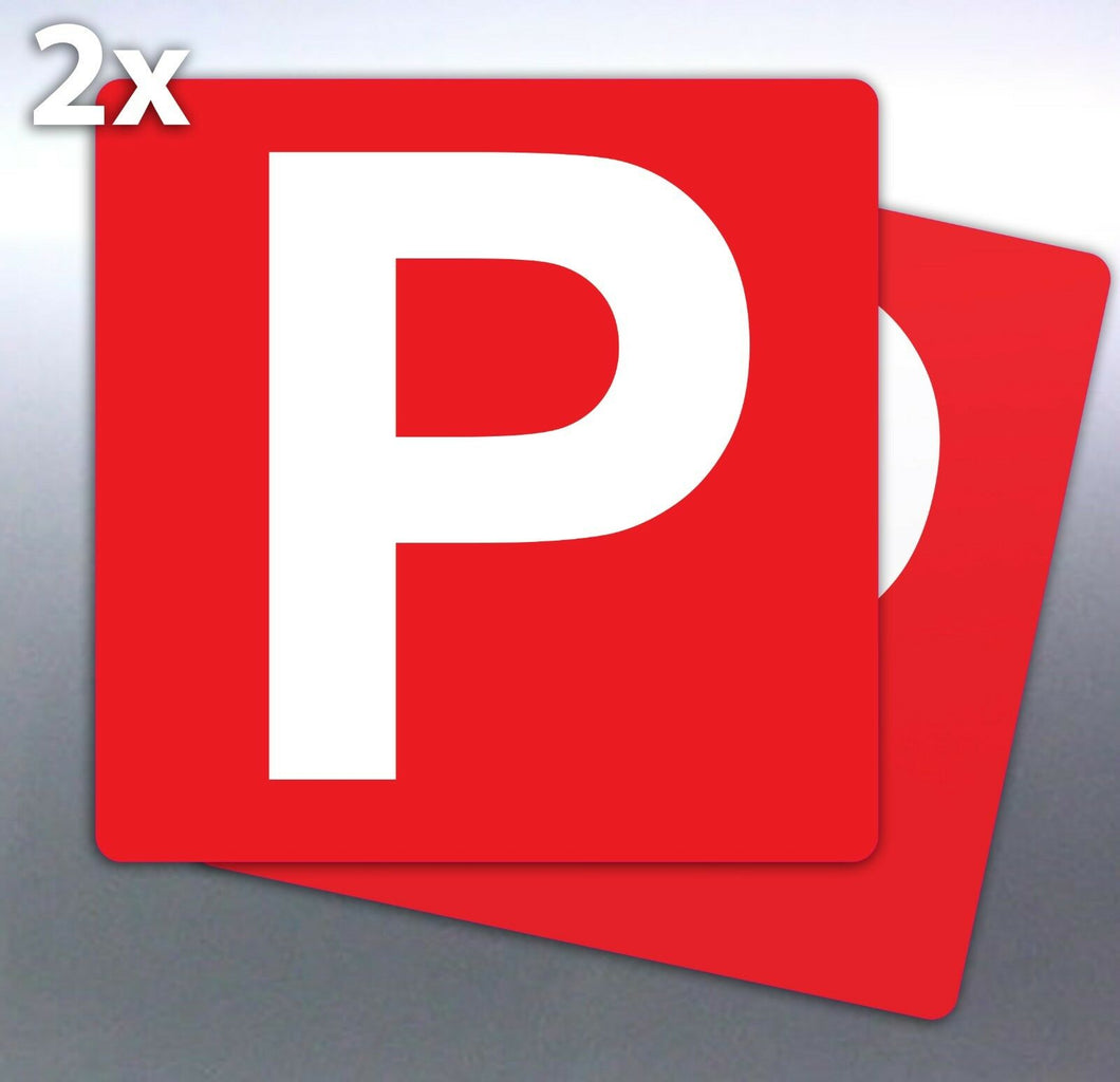 2 x Red P plate 7 yr vinyl stickers 150 mm Australia decal