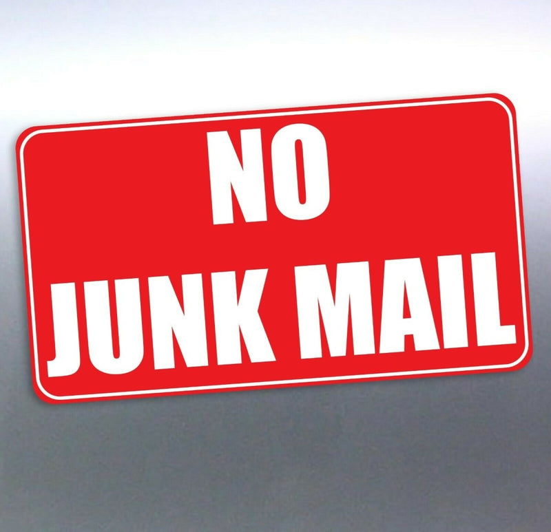 No junk mail sticker Vinyl Cut 50x90 mm red newspaper