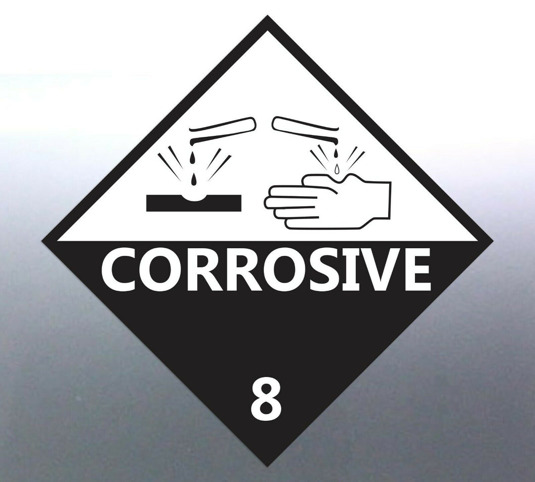 10 at 22cm Corrosive 8 Decal Danger Hazardous Mate