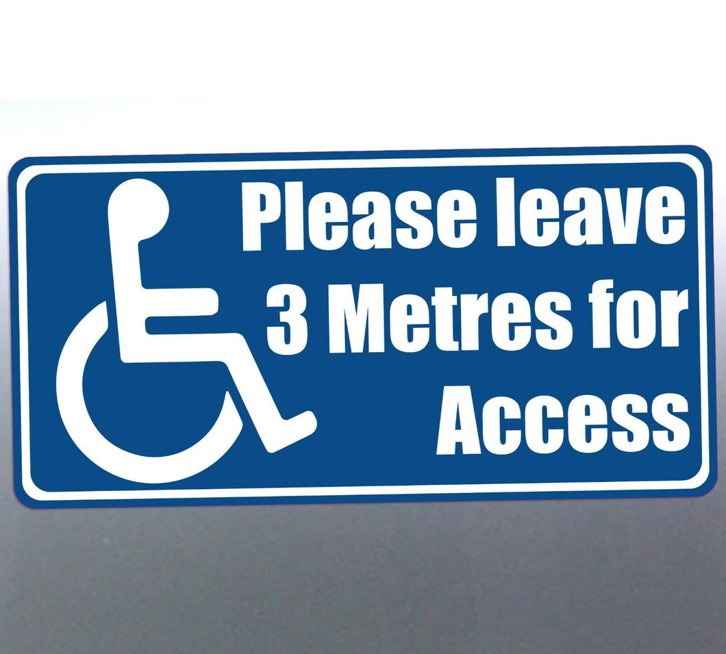 Disabled parking sticker 3 metres 105 x 210 mm car