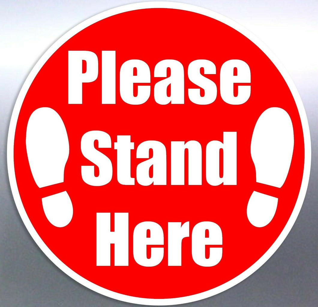 5 Please keep your distance Stand here floor label