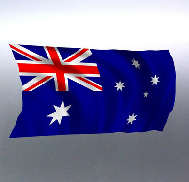 Waving Australian flag sticker Aussie made and des