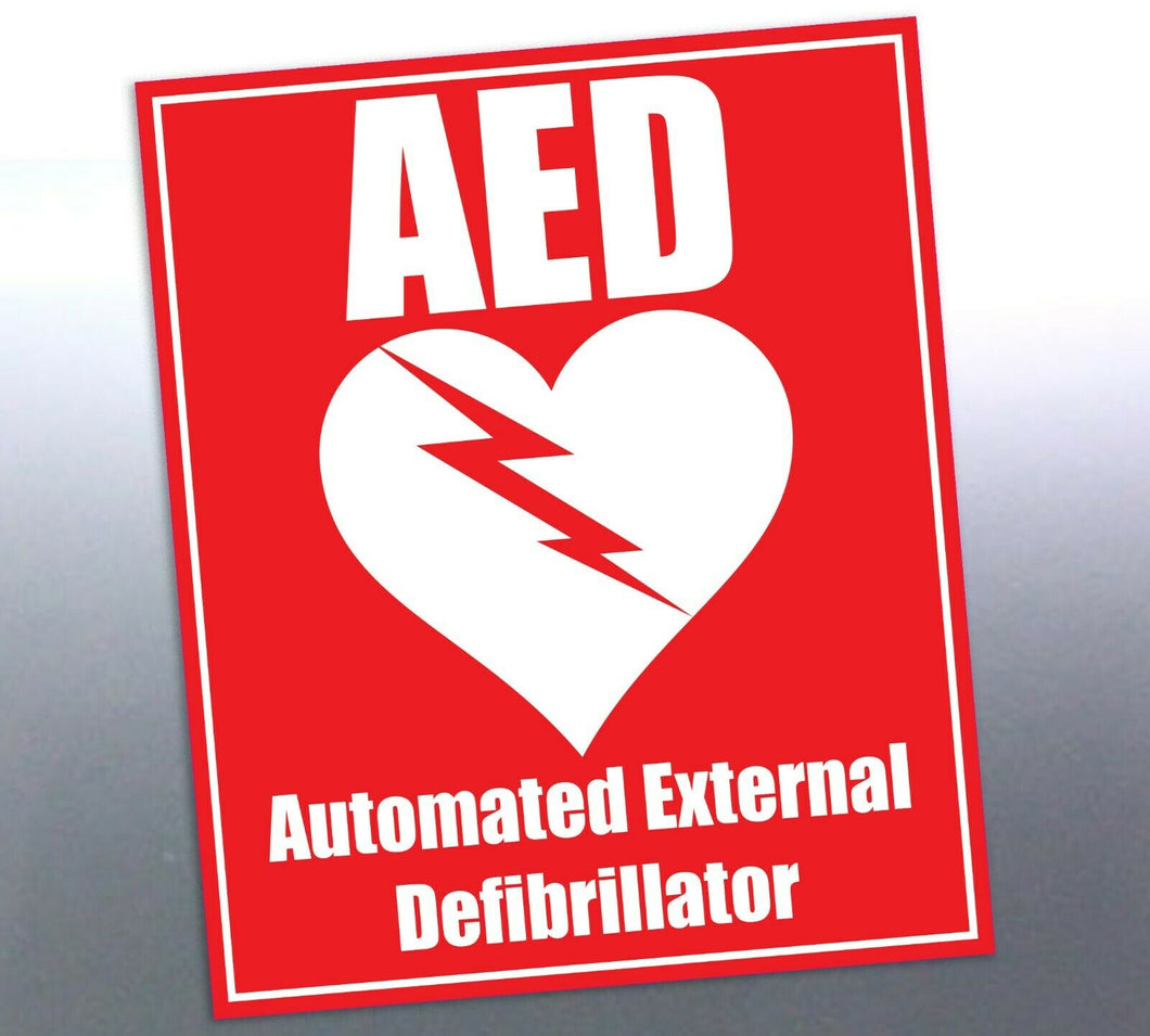 AED vinyl sticker 100 x 120 mm red truck window Au