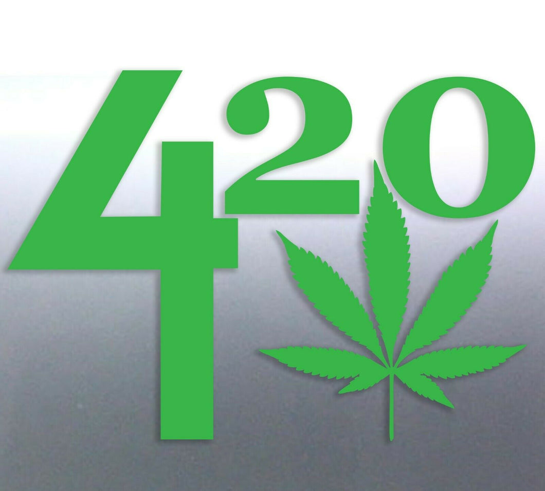 420 Weed leaf plain Green pot Vinyl cut Car Sticker