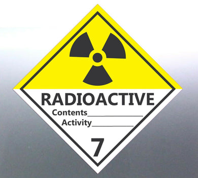 100 at 22cm Radioactive 7 sticker safety sign HAZM