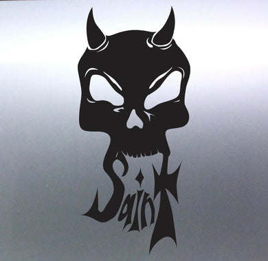 Saint Skull Vinyl cut Sticker Candy scary evil dev