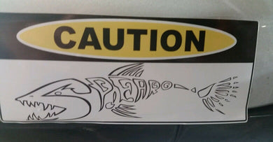 Spearfishing Spearo Caution fish Vinyl cut Car, Bo