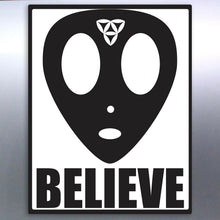 Load image into Gallery viewer, Alien Head Believe Vinyl Sticker 130 × 100 mm aus
