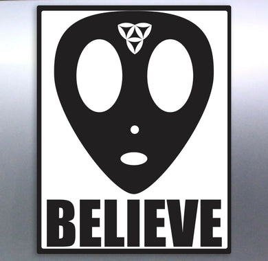 Alien Head Believe Vinyl Sticker 130 × 100 mm aus