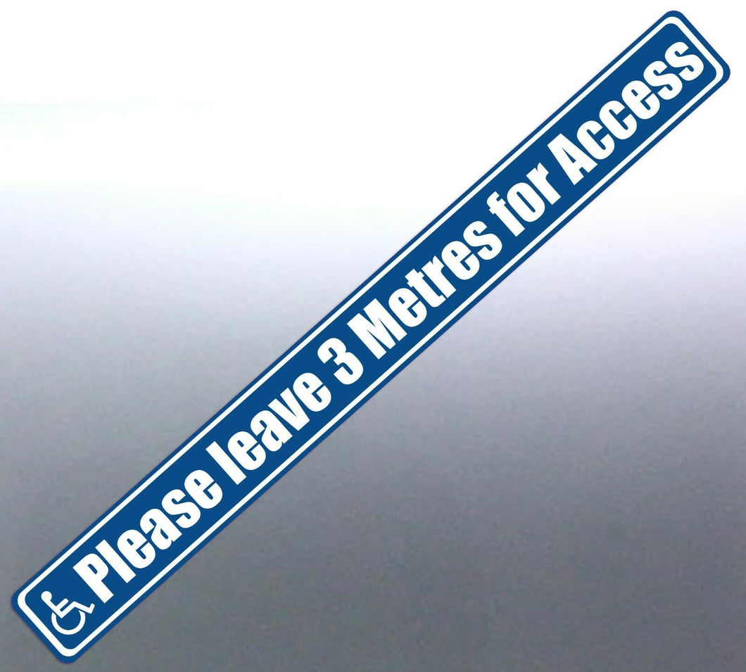 Long Disabled parking sticker 3 metres 460mm car P