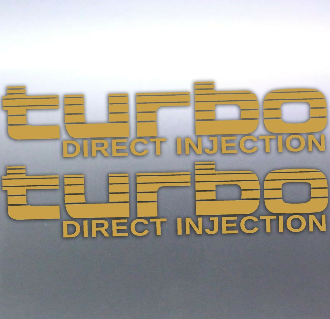 2x Gold Turbo Direct Injection Stickers Toyota Lan