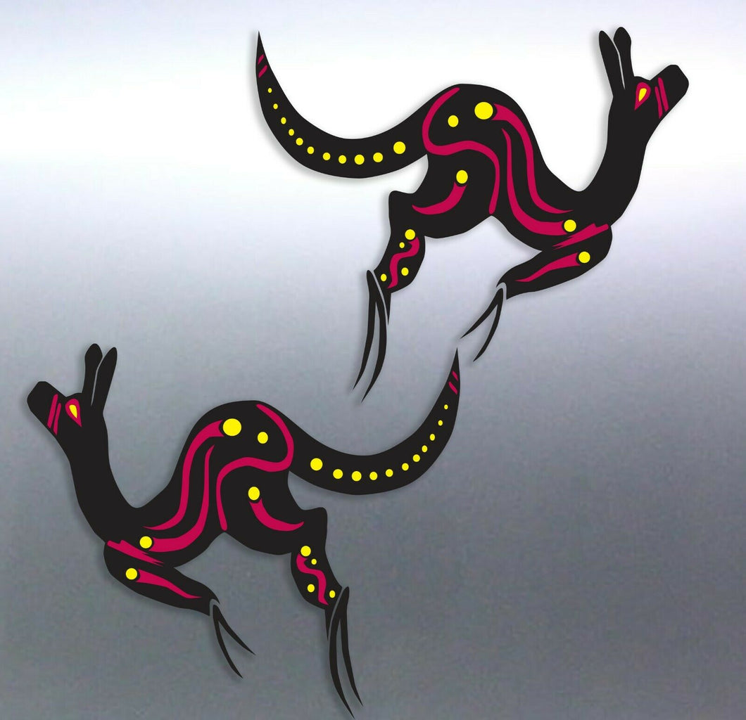 Mirrored pair of Kangaroo decals Aboriginal design