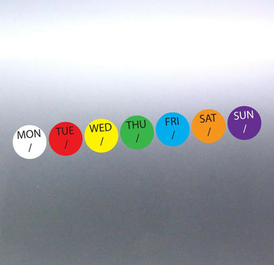 196 stickers at 15mm different colours days kitche