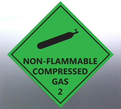 100 at 15cm Non-Flammable compressed gas Decal Saf