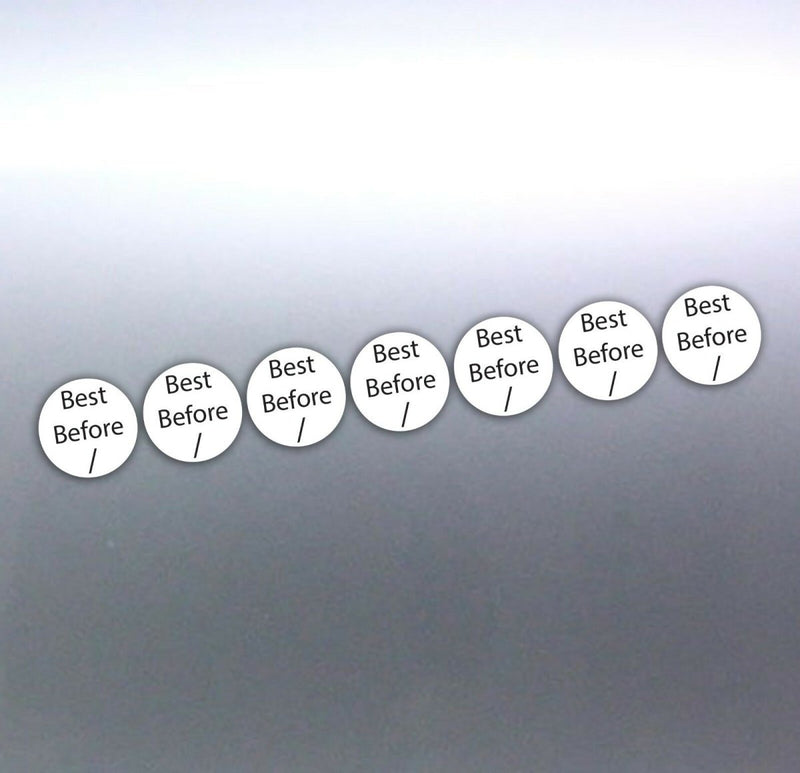 Best before 7 stickers at 15mm different colours d