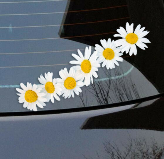 Daisy Sticker vinyl cut white & yellow colour flower