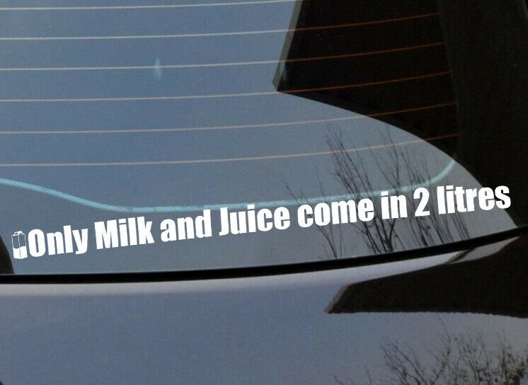 Only milk and juice come in 2 litres decal 460 mm 