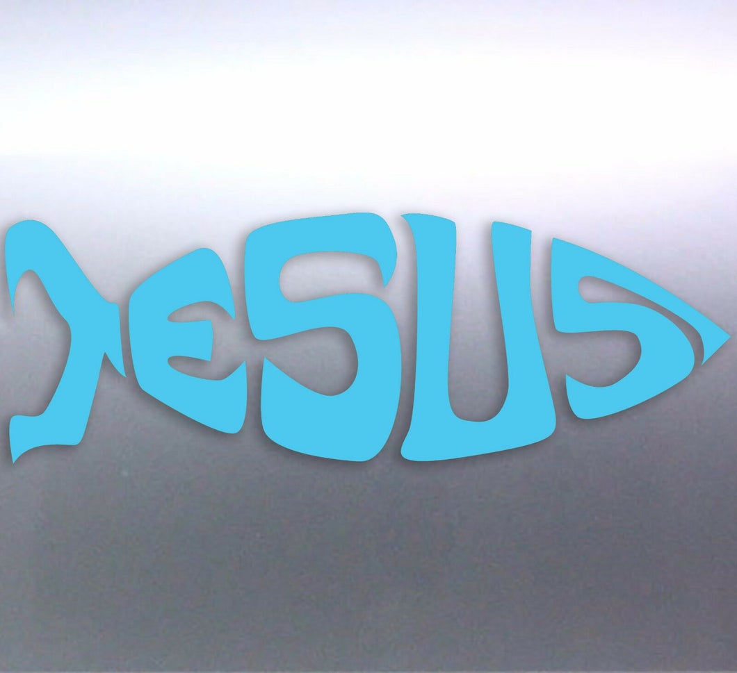 Jesus Fish vinyl cut sticker 250x90mm Australian m