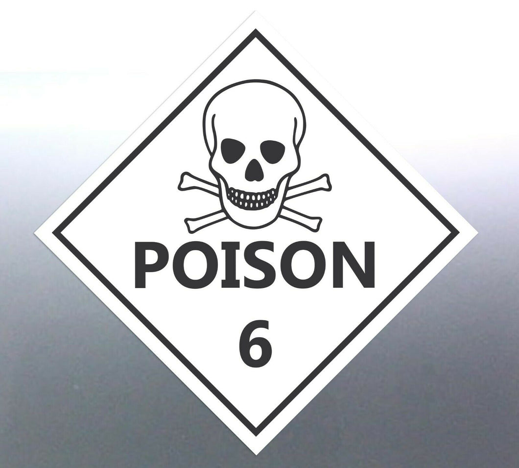 150mm Poison number 6 Sticker vinyl cut HAZMAT Haz