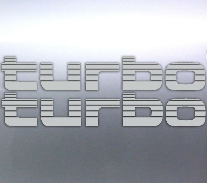 2x Silver TURBO Stickers Toyota Landcruiser 4WD 4x4