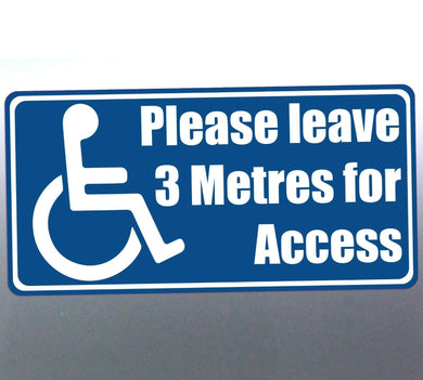 4x Disabled parking sticker 3 metres 105x210 mm ca