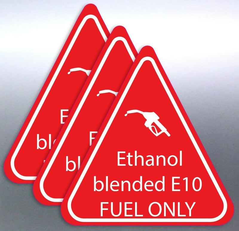 3 Ethanol-blended  91 fuel ONLY sticker red and wh