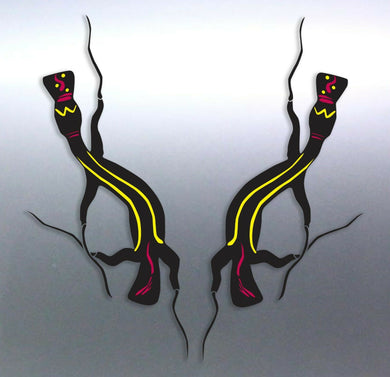 Mirrored pair of Platypus Decals Aboriginal art design