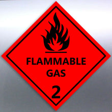 Load image into Gallery viewer, 150 mm Flammable Gas Class 2 Sign vinyl sticker HA
