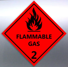 Load image into Gallery viewer, 150 mm Flammable Gas Class 2 Sign vinyl sticker HA
