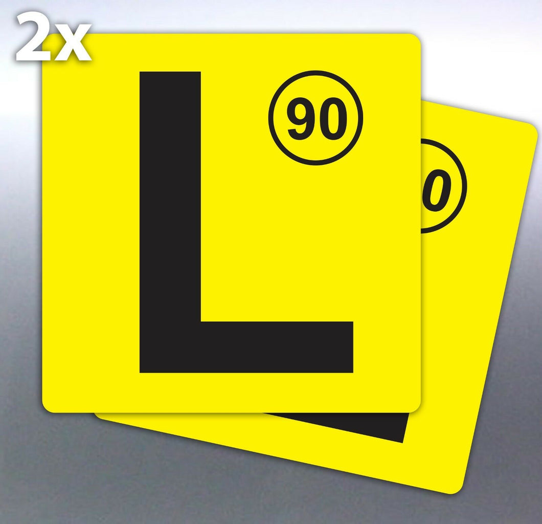 2 of Learner plate 90 vinyl 7yr stickers 150 mm sq