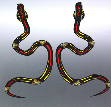Mirrored Pair of Snakes decals Aboriginal art Viny
