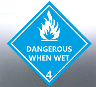 4x22cm DANGEROUS WHEN WET 4 Decal Safety Material 
