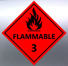 Load image into Gallery viewer, 220 mm Flammable Class 3 safety sign vinyl sticker
