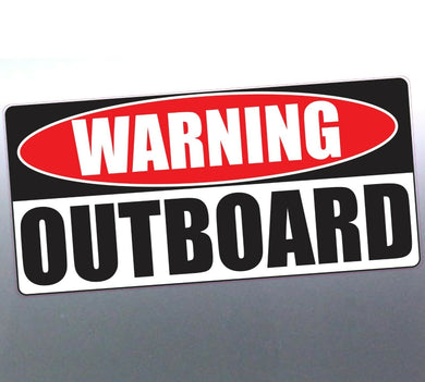 Warning Outboard Sticker 210x100mm Vinyl AUS decal