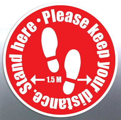 Please keep your distance Stand here floor sticker design