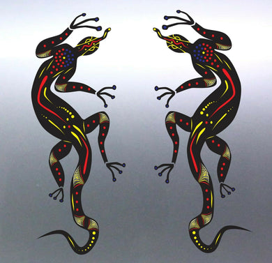 Large mirrored pair of Aboriginal lizard decal Sti
