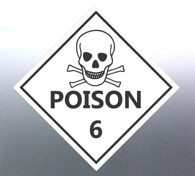 10 @ 15cm Poison number 6 Sticker vinyl cut HAZMAT