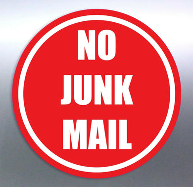 No junk mail sticker Vinyl Cut 50 mm red newspaper