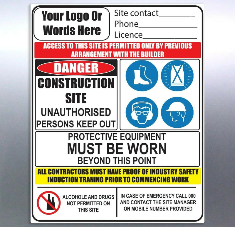 Safety construction sticker custom logo and info t