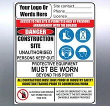 Load image into Gallery viewer, Safety construction sticker custom logo and info t
